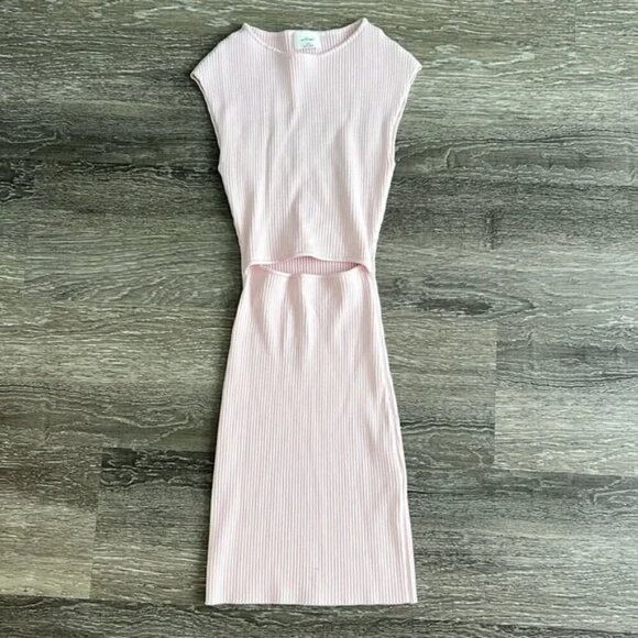 Aritzia Wilfred Free Cut-Out Knit Mini Dress Light Pink Size Small - Picture 5 of 8